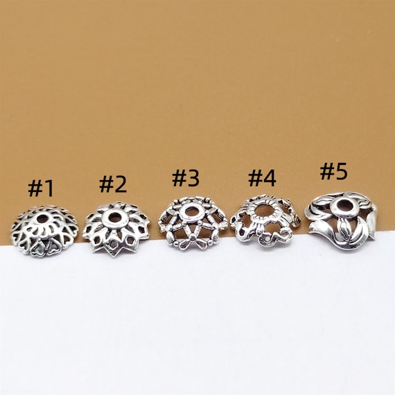 10 Tapas De Cuentas De Flores De Plata Esterlina, Tapa De