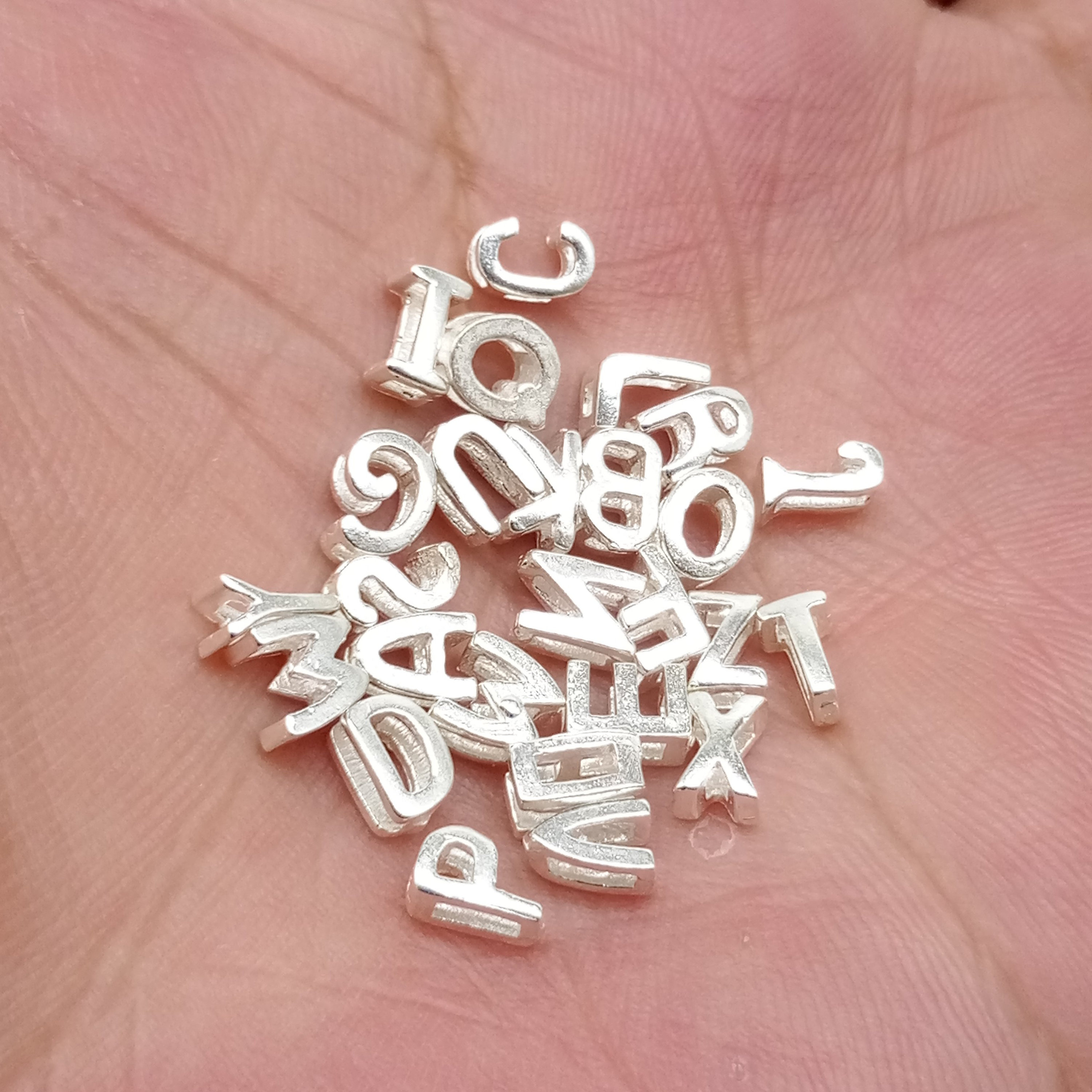 10 Sterling Silver Alphabet Slide Beads 925 Silver Alphabet Etsy Canada