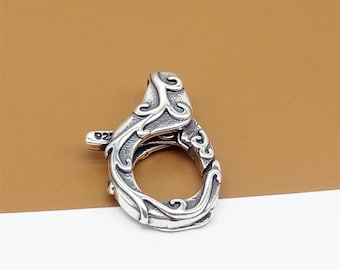 925 Sterling Silver Lobster Clasp, Spiral Clasp, Floral Clasp, 925 Silver Lobster Claw Clasp, Trigger Clasp for Bracelet Necklace