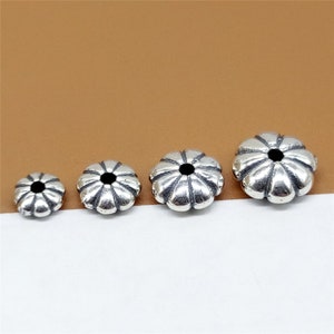 10 Sterling Silver Sunflower Beads, Spacer Beads, Bracelet Bead, Necklace Bead, 925 Silver Flower Beads, Bracelet Spacers