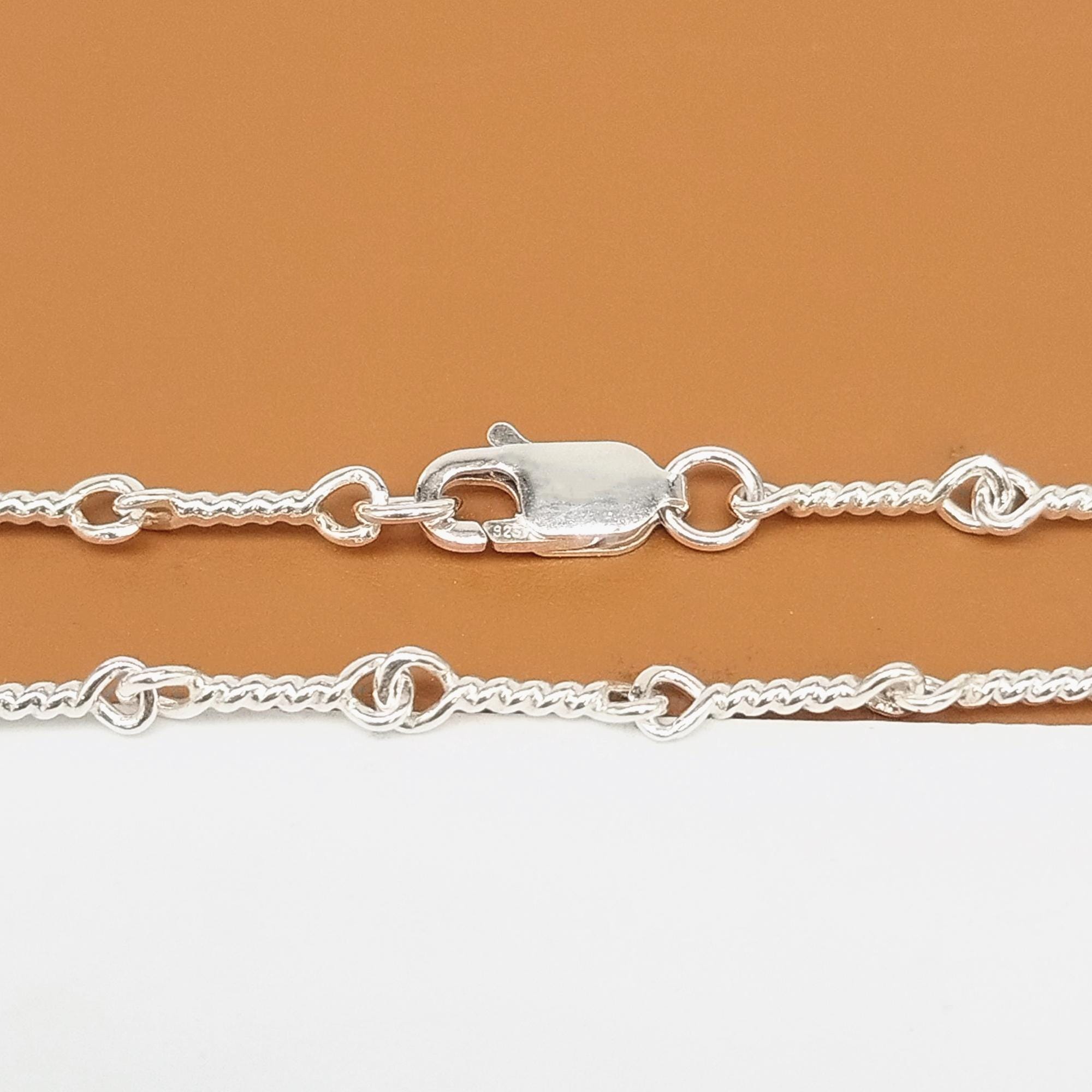 Sterling Silver Twist Link Necklace Chain Lobster Clasp, 925