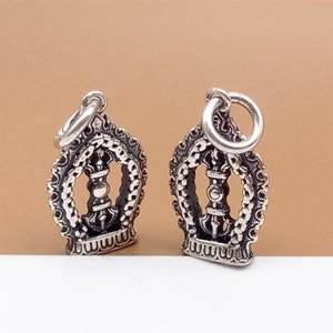 4 Sterling Silver Vajra Dorje Charms, 925 Silver Double Dorje Charm, Buddhist Vajra Charm, Small Dorje Pendant, Bracelet Necklace Charm
