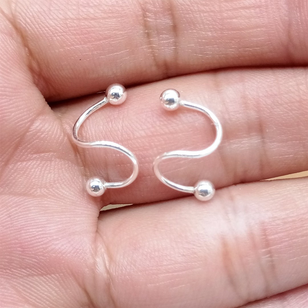 4 Pairs Sterling Silver S Earring Wires W/ Ball End, Threaded Ball