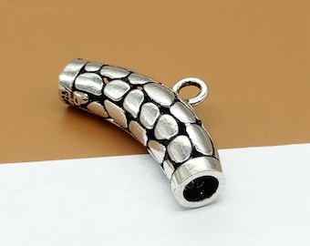 Sterling Silver Bail Tube Beads Charm, Cobble Style Bail Curve Tube Bead, 925 Silver Bail Tube Charm, Curved Bail Tube, Spacer Tube