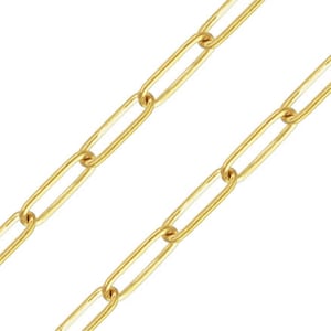 14K Gold Filled Flat Paperclip Chain, Paper Clip Chain, Gold Filled Rectangle Cable Chain, Unfinished Necklace Chain 2mm, Length 3.28 Feet