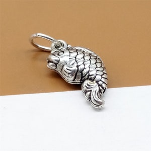 925 Sterling Silver Fish Charm 3D, 925 Silver Fish Charm, Bracelet Charm, Necklace Charm