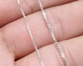 Sterling Silver Box Chain, Bulk Box Chain, Unfinished Box Chain, 925 Silver Box Chain 0.65mm 0.8mm 1mm 1.5mm Sold By Feet 3.28ft