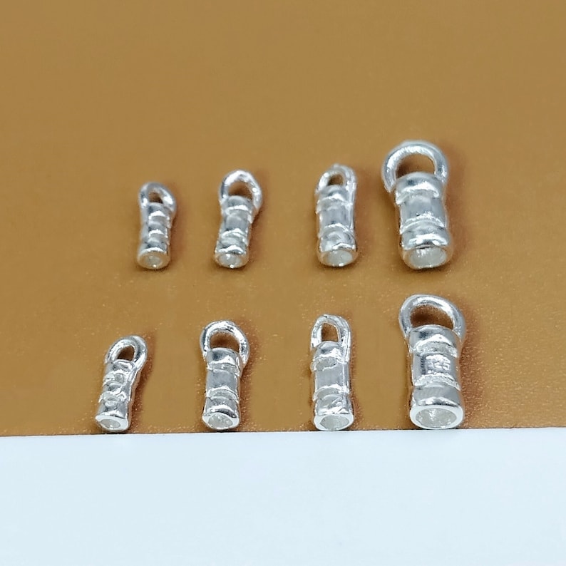 Sterling Silver End Cap, 925 Silver Crimp End Cap, Leather Cord End for Bracelet Necklace, Fit Cord Size 1mm, 1.2mm, 1.6mm, 2.2mm image 3