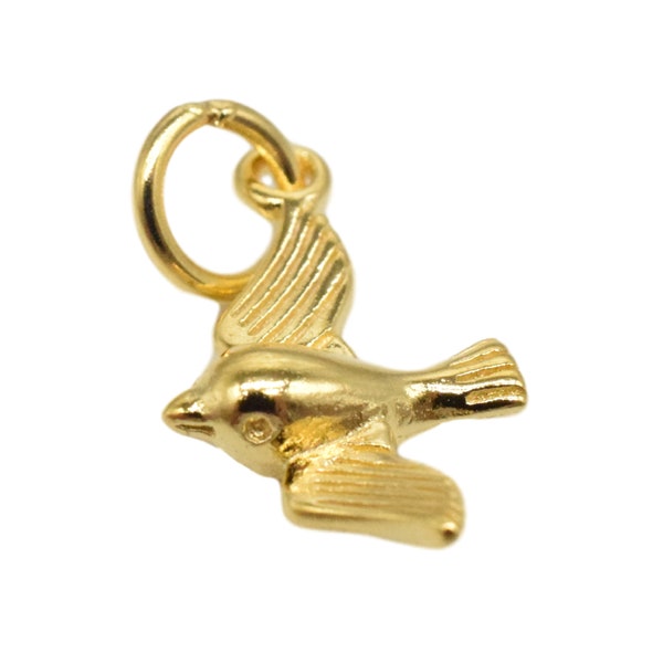 2pcs 18K Gold Vermeil Style Swallow Charm, Bird Charm, 18K Gold Plated over 925 Sterling Silver Bird Charm, Bracelet Charm, Necklace Charm