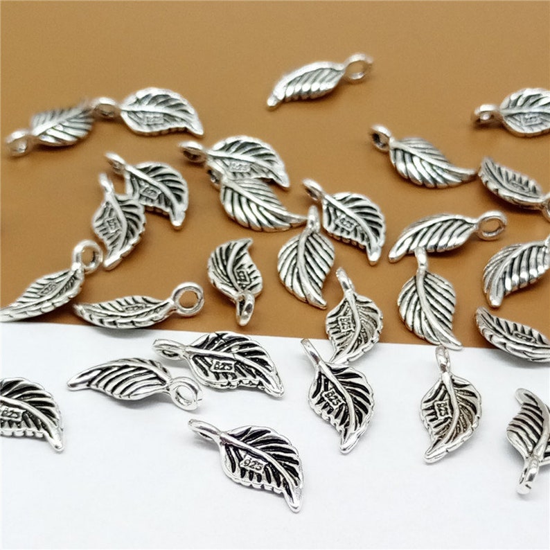 10 Sterling Silver Leaf Charms Sterling Silver Charms With Etsy