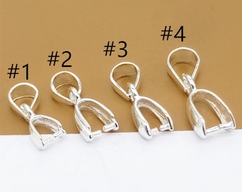 12 Sterling Silver Pinch Bails, 925 Sterling Silver Pinch Bails, Jewelry Bails, Necklace Bails, Pendant Bails