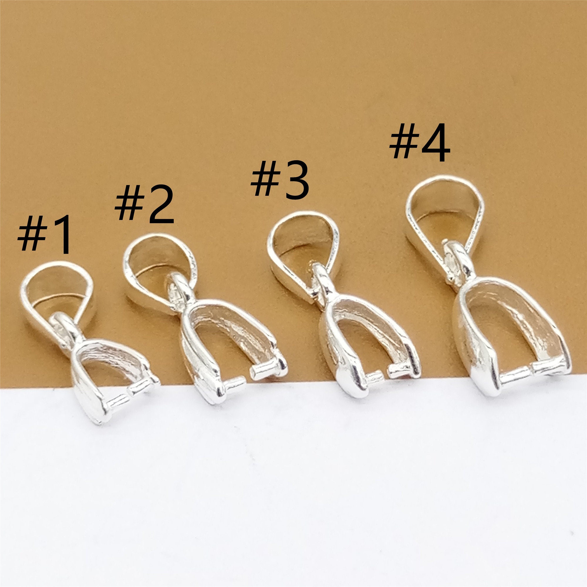 925 Sterling Silver Pendant Bail Connector 4pcs Pendant Pinch Bail Clip  17mm Clip Connector Metal Bail Clasp Dangle Charm Jewelry Clasps for Pendants  Necklace Jewelry DIY Crafts Making 