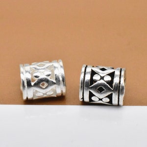 10 Sterling Silver Tube Beads, 925 Silver Tube Beads, Tribal Tube Bead, Tribal Bead, Tribal Spacer bead, Tube Bead for Necklace Bracelet