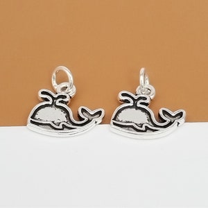 4 Sterling Silver Small Dolphin Charms, 925 Silver Small Dolphin Pendant, Sea Charm, Marine Life Charm, Bracelet Charm, Necklace Charm