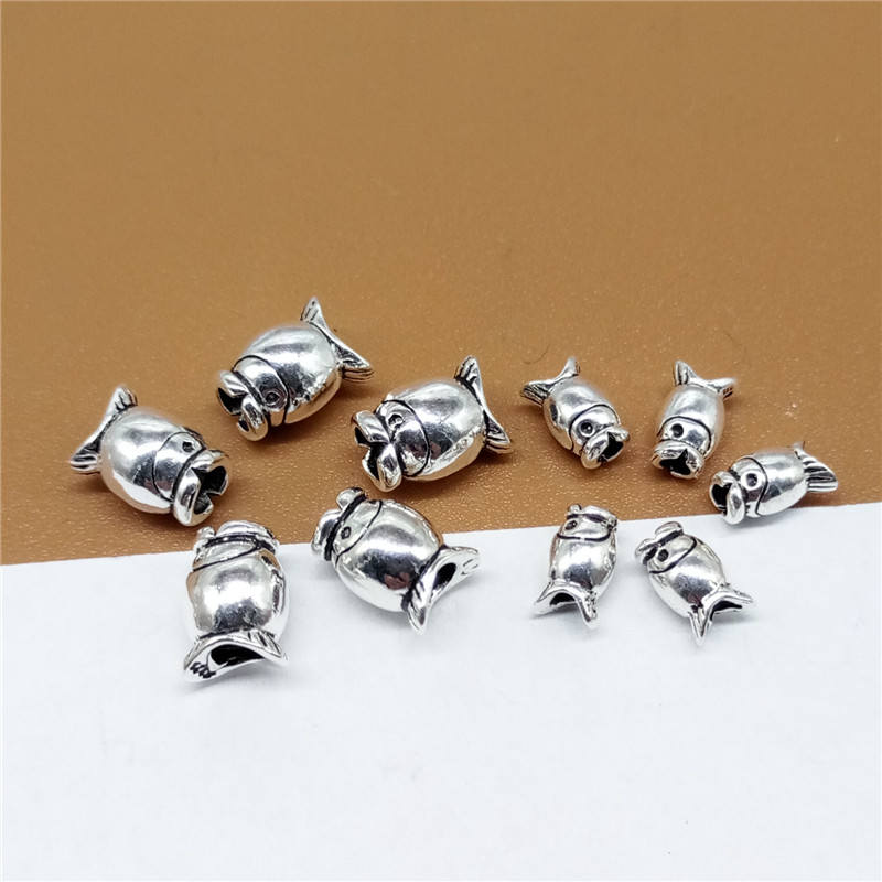5 Sterling Silver Small Fish Beads 925 Silver Fish Beads Etsy
