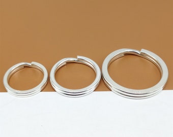Anillo dividido de plata de ley, anillo dividido brillante, llavero de plata 925, llavero dividido, hallazgos de joyería, ideal para llaveros 20 mm 25 mm 30 mm