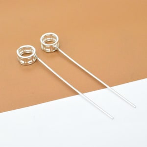 6 Sterling Silver Eyepins with Bails, 925 Silver Eye Pins, Bail Eyepins, Pendant Bail, Charm Bail with Overlap Coin Design