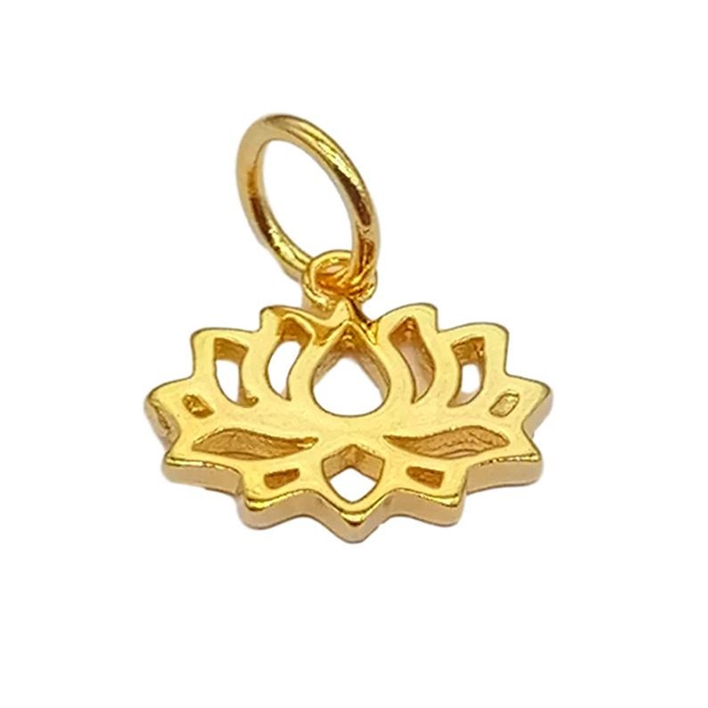 2pcs 18K Gold Vermeil Style Lotus Charms 2-Sided 18K Gold Plated over 925 Sterling Silver Lotus Flower Charm for Yoga Meditation Necklace