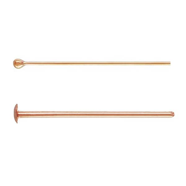 30 Stück 14K Rosegold Filled Headpins, Rosegold-Kugelkopfstift, Schalenkopfstift, Stiftlänge 12,7mm 19mm 25,4mm 38,1mm 50,8mm, Dicke 0,41mm 0,51mm