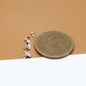 15 Sterling Silver Cup and Peg Drops for Half Drilled Pearl Bead, 925 Silver Cup Peg, Pearl Jewelry Findings, Pendant Charm Bail Cup 3mm-8mm image 2