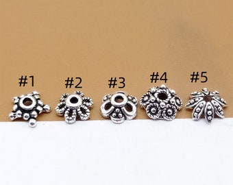 30 Sterling Silver Floral Bead Caps, 925 Silver Bead Cap, Flower Bead Cap, Blossom Cap, Bead Spacer, Spacer Bead Cap 6mm