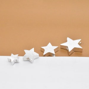 10 Sterling Silver Stardust Star Beads, 925 Silver Star Beads, Matte Star Bead, Shiny Star Bead, Bracelet Spacer Bead, Star Necklace Bead