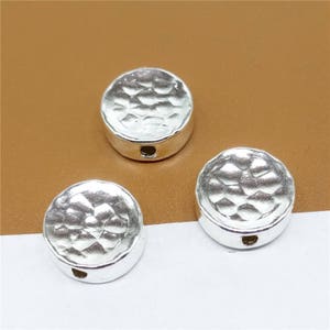 2 Sterling Silver Greek Beads, Sterling Silver Coin Beads, Hammered Greek Bead, 925 Sterling Silver Round Bead, Sterling Silver Bead