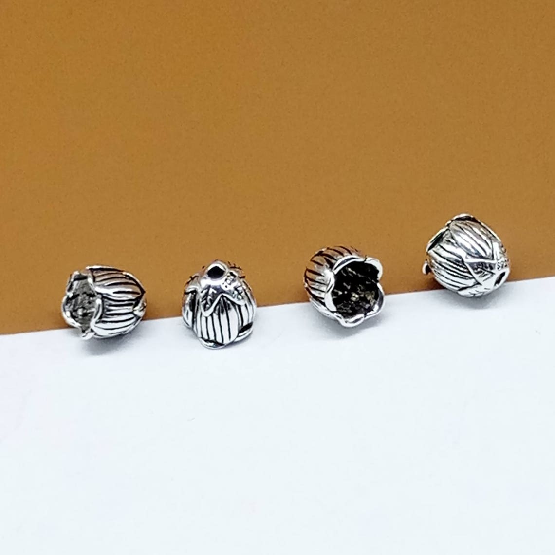 6 Sterling Silver Bead Caps Bead Cones Caps for Tassel 925 Etsy