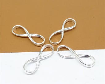 4 Sterling Silver Small Infinity Connector Charms, 925 Silver Infinity Charm, Shiny Silver Infinity Connectors for Bracelet Necklace