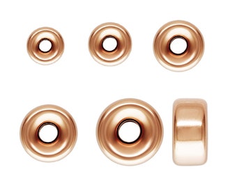 14K Rose Gold Filled Donut Beads 3mm 4mm 5mm 6mm 8mm, Rose Gold Filled Rondelle Beads, Tire Beads, Bracelet Bead, Necklace Bead