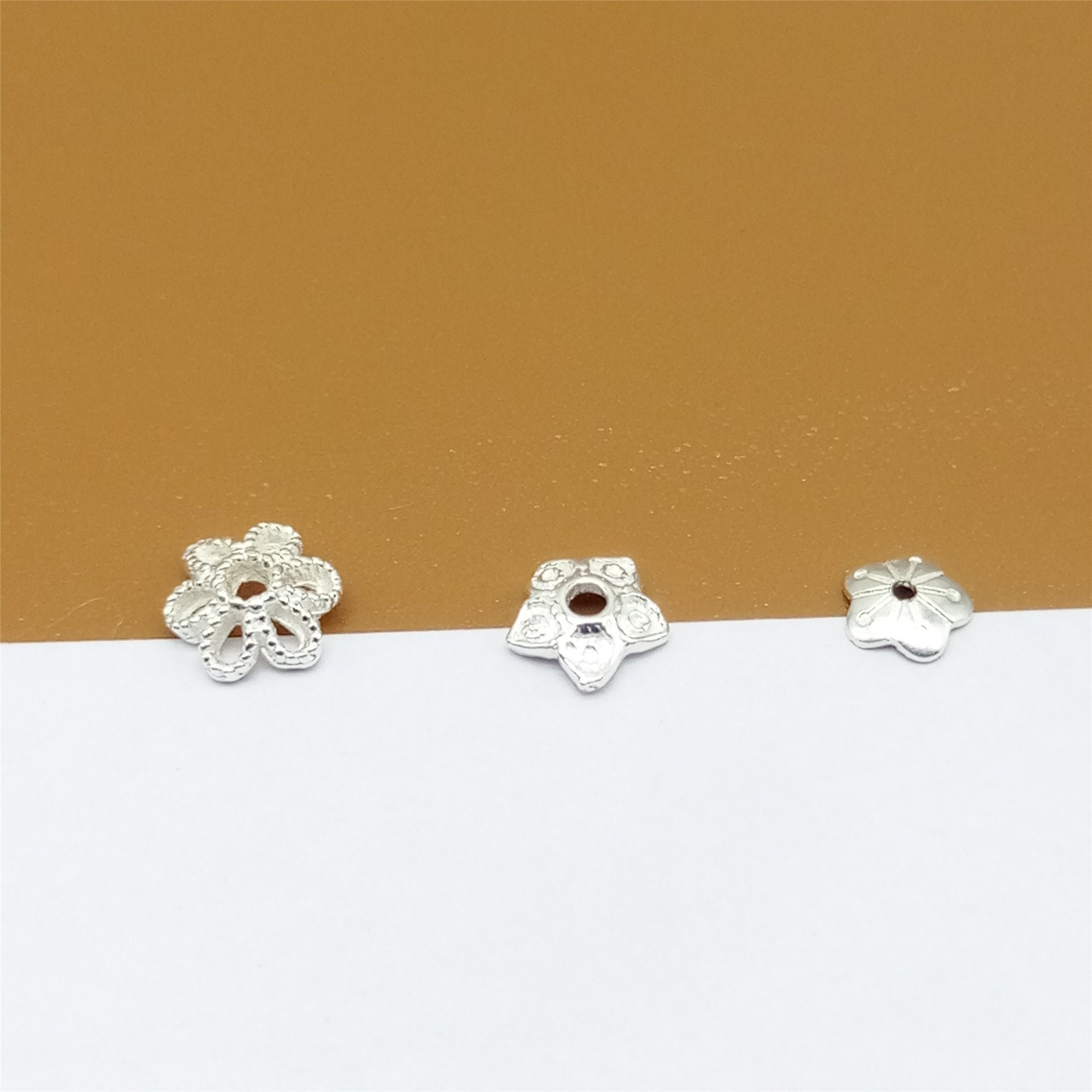 30 Sterling Silver Bead Caps 925 Stering Silver Flower Bead Etsy