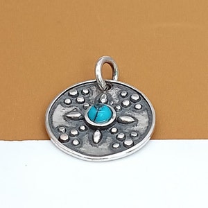2 Sterling Silver Live In The Moment Charms, 925 Silver Turquoise Charm w/ Open Jump Ring, Inspiration Charm, Bracelet Charm, Necklace Charm