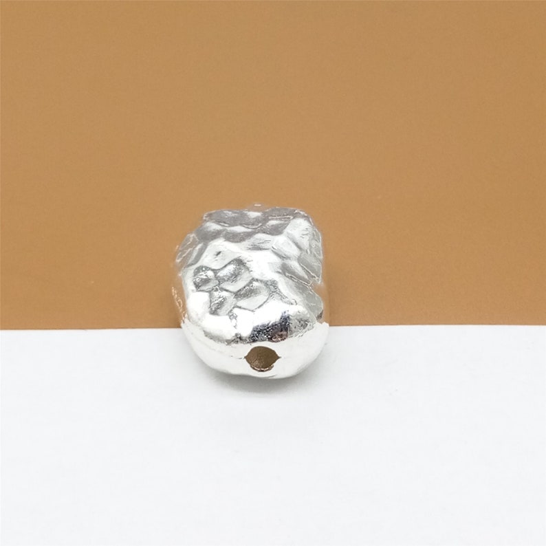 Sterling Silver Hammered Nugget Bead Shiny Plain Bead 925 Etsy