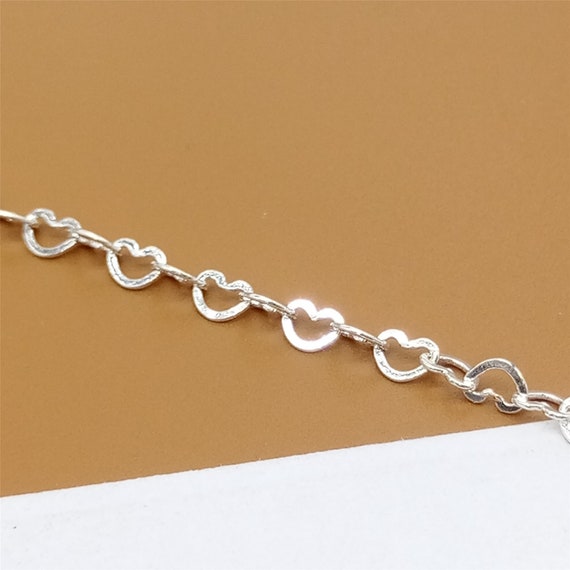 thumbnail interactive-video image 1 of 925 Sterling Silver Heart Link Chain Necklace – Adjustable Lengths, Stamped 1 of 2