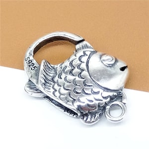 Sterling Silver Fish Push Clasp, 925 Silver Fish Hinged Clasp, Spring Gate Clasp, Holder Clasp for Connector, Bracelet Clasp, Necklace Clasp