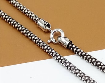 Sterling Silver Popcorn Chain Necklace, Popcorn Necklace Chain, 925 Silver Popcorn Chain 2.8mm 18 20 22 24 26 28 30 32 Inches