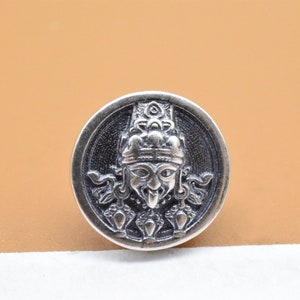 4 Sterling Silver Palden Lhamo Button Clasps, 925 Silver Drashi Lhamo Button, God of Wealth Button Clasp, Bracelet Clasp, Necklace Clasp