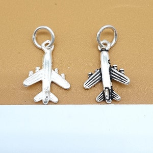 5 Sterling Silver Airplane Charms, 925 Silver Aircraft Charm, Plane Charm, Travel Charm, Pilot Charm, Bracelet Charm, Necklace Charm