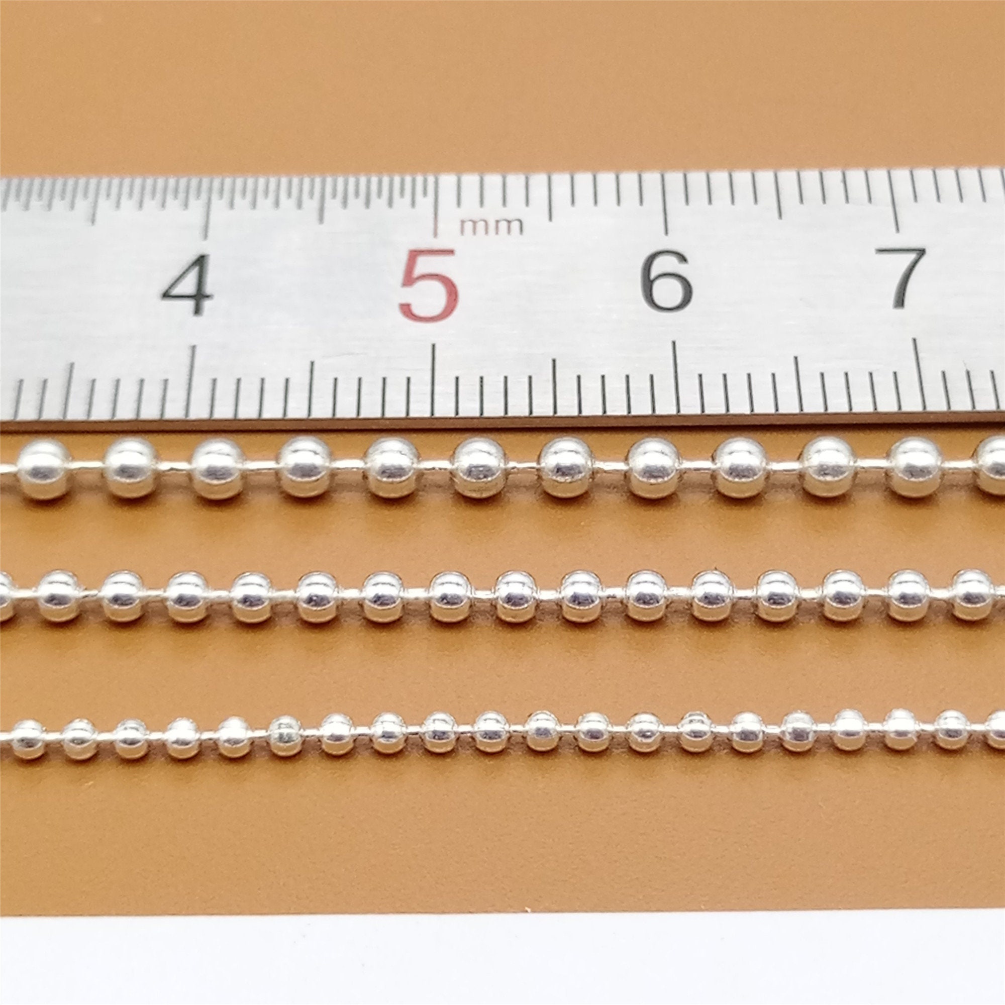 Sterling Silver Bead Chain Bulk Bead Chain Ball Bead Chain Etsy