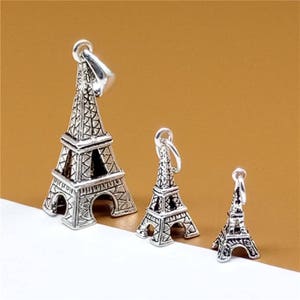 5 Sterling Silver Eiffel Tower Charms 3D, France Charms, 925 Silver Travel Charms, Eiffel Tower Pendants