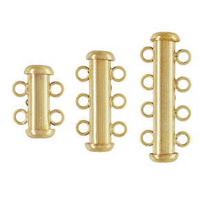 14K Gold Filled Tube Clasps 2 3 4 Rings, 2 3 4 Strands Tube Clasp, Slide Lock Clasp, Bar Clasp  for Layered Detangler Clasp 1/20 14K