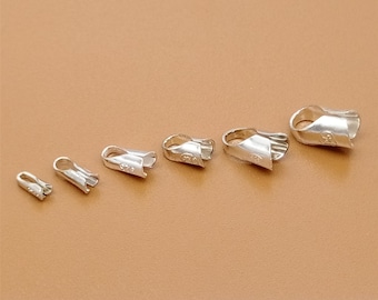 Embouts à sertir en argent sterling, extrémité du cordon en cuir en argent 925 pour bracelet chaîne de collier, fabrication de bijoux, trou 1 mm, 1,5 mm, 2 mm, 2,5 mm, 3 mm