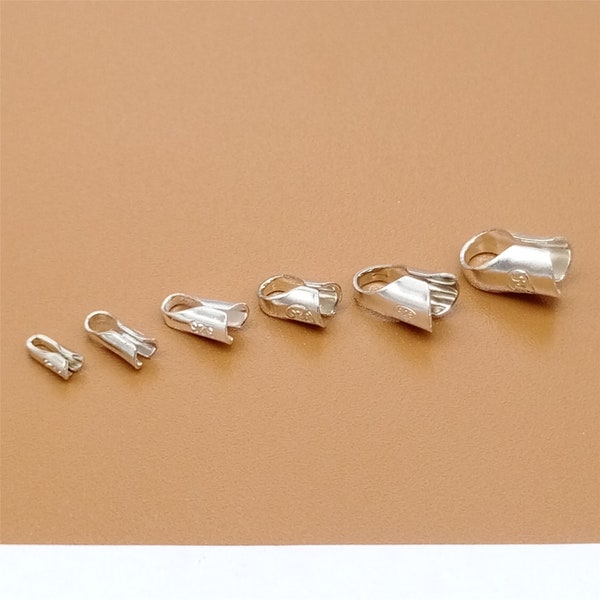 Embouts à sertir en argent sterling, extrémité du cordon en cuir en argent 925 pour bracelet chaîne de collier, fabrication de bijoux, trou 1 mm, 1,5 mm, 2 mm, 2,5 mm, 3 mm