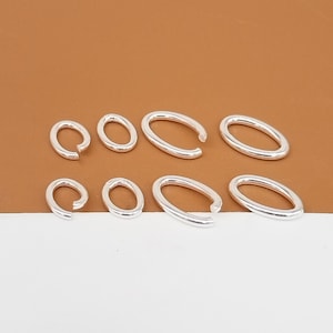20 Sterling Silver Oval Jump Rings, 925 Silver Open or Closed Jump Ring, Shiny Oval Jump Ring 5x7mm 6x10mm, Thickness 1mm 1.2mm