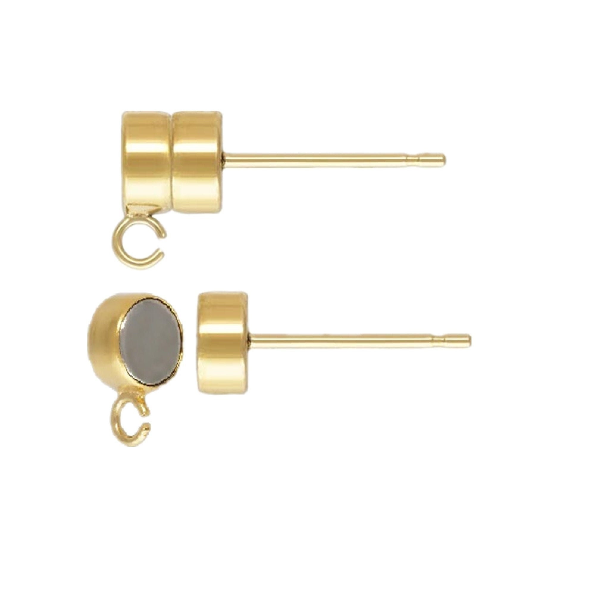 2 Qty. Genuine 14kt. Gold Earring Backs, Very Small & for Thin Posts  (4.0x2.5mm Earnuts) - See Photos