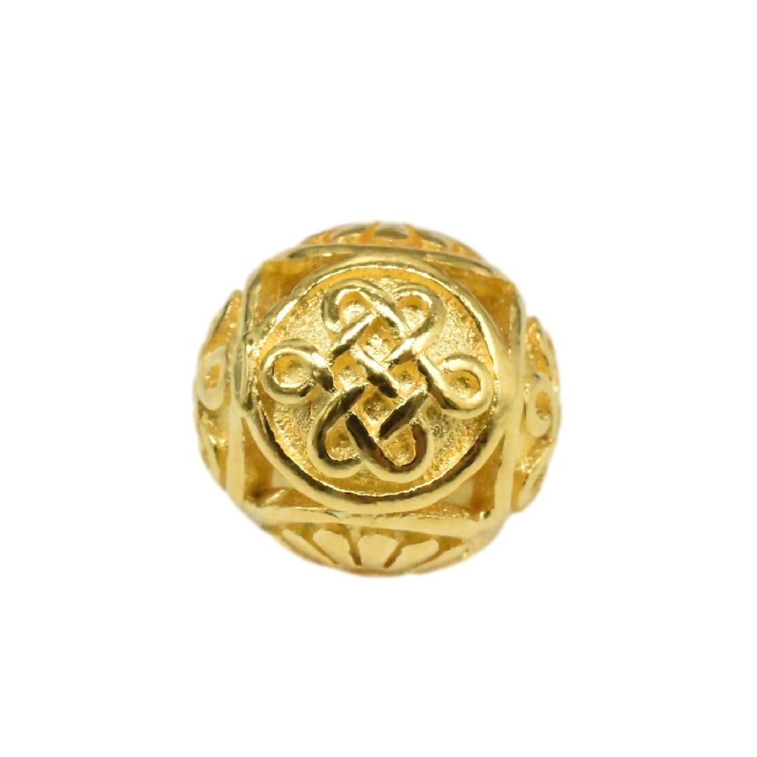 18K Gold Vermeil Style Knot Ball Bead 4sided on 925 Sterling Etsy