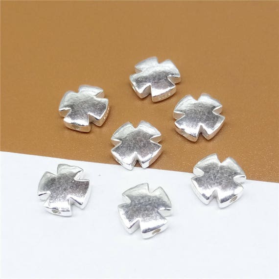 2 Pcs 925 Sterling Silver Big Hole Beads 6mm 8mm Sterling Silver