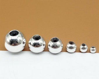 20 perles en argent sterling en silicone, 3 mm 4 mm 5 mm 6 mm 7 mm 8 mm, bouchon en silicone, argent 925, silicone, bracelet, collier