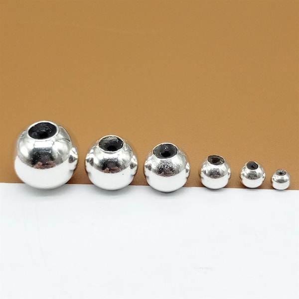 20 perles en argent sterling en silicone, 3 mm 4 mm 5 mm 6 mm 7 mm 8 mm, bouchon en silicone, argent 925, silicone, bracelet, collier