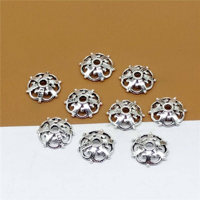 12 Oxidized Sterling Silver Bead Caps 8mm 10mm 925 Stering Etsy
